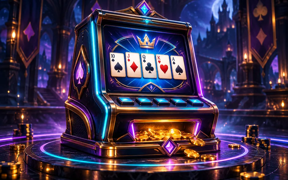 Оригинальная редакционная иллюстрация для карточки мини-игры Video Poker